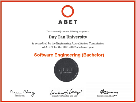 Đại học Duy Tân có thêm Chương trình Công nghệ/Kỹ thuật phần mềm đạt ABET