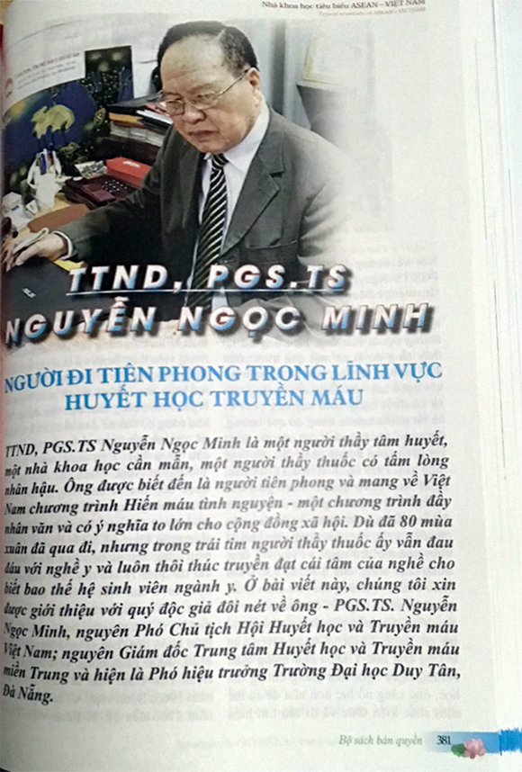 TTND. PGS. TS. Nguyễn Ngọc Minh được giới thiệu trong tập sách “Chân dung 100 nhân vật vì sự nghiệp phát triển ASEAN” Thayminh2-56