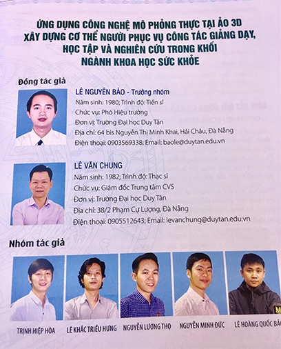Ứng dụng 3D trong Y học của Đại học Duy Tân được in trong Sách Vàng Sáng tạo Việt Nam 2018 Sachvang1