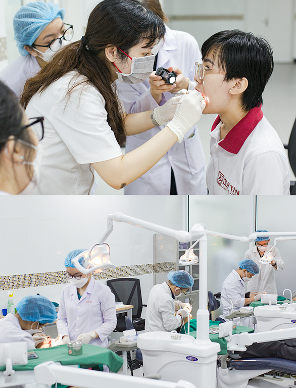 Các bác sĩ của Đại học Duy Tân khám chữa răng miệng tại cơ sở thực hành của trường